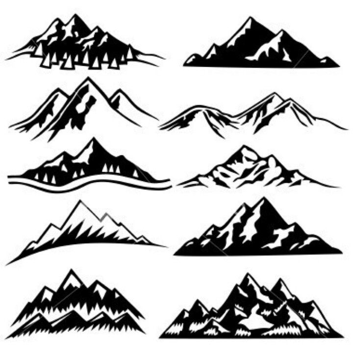 Mountain range clipart silhouette