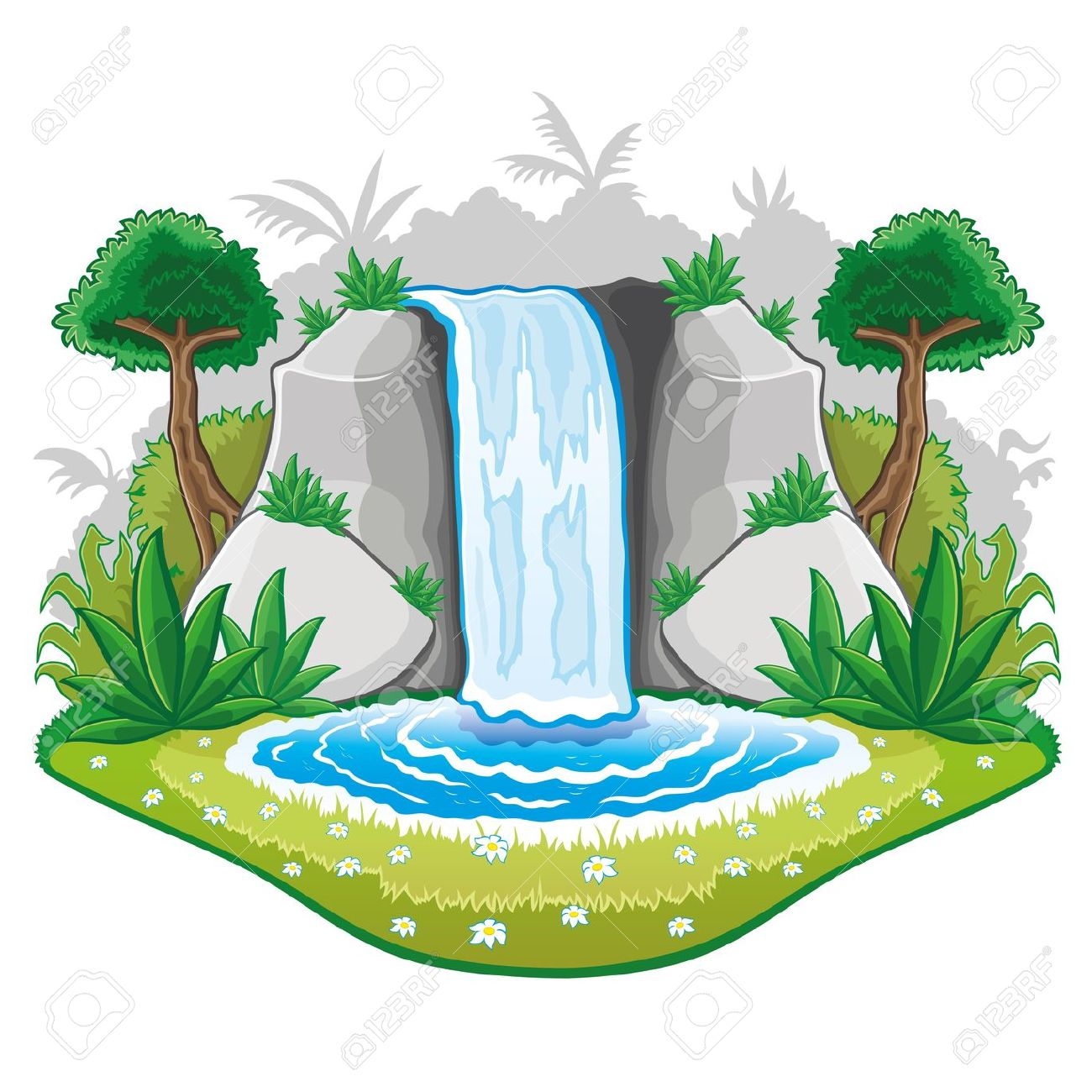 Mountain Waterfall Clipart