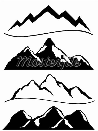Mountains Clipart Black And White Mountain