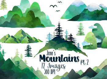 Watercolor Mountains Clipart