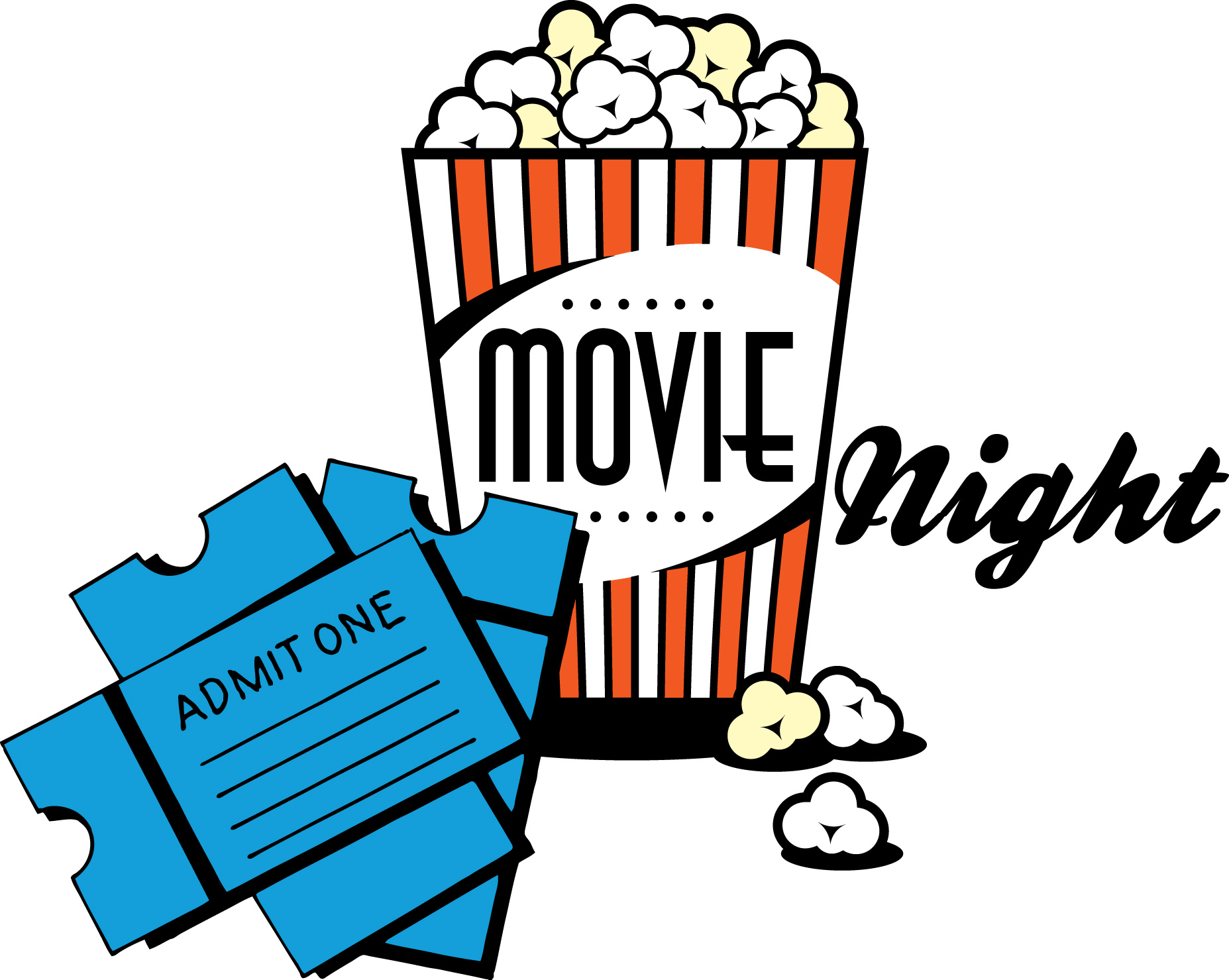 Popcorn and movie clipart fre