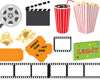Movie Night digital clipart, theater clipart, at the movies clip art, movie clipart