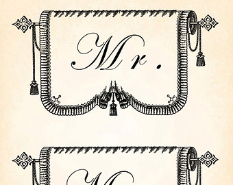 Mr Mrs Banner Wedding Marriage Vintage Printable Image INSTANT Download Digital Antique Clip Art Transfer Art Print jpg jpeg pdf png V48