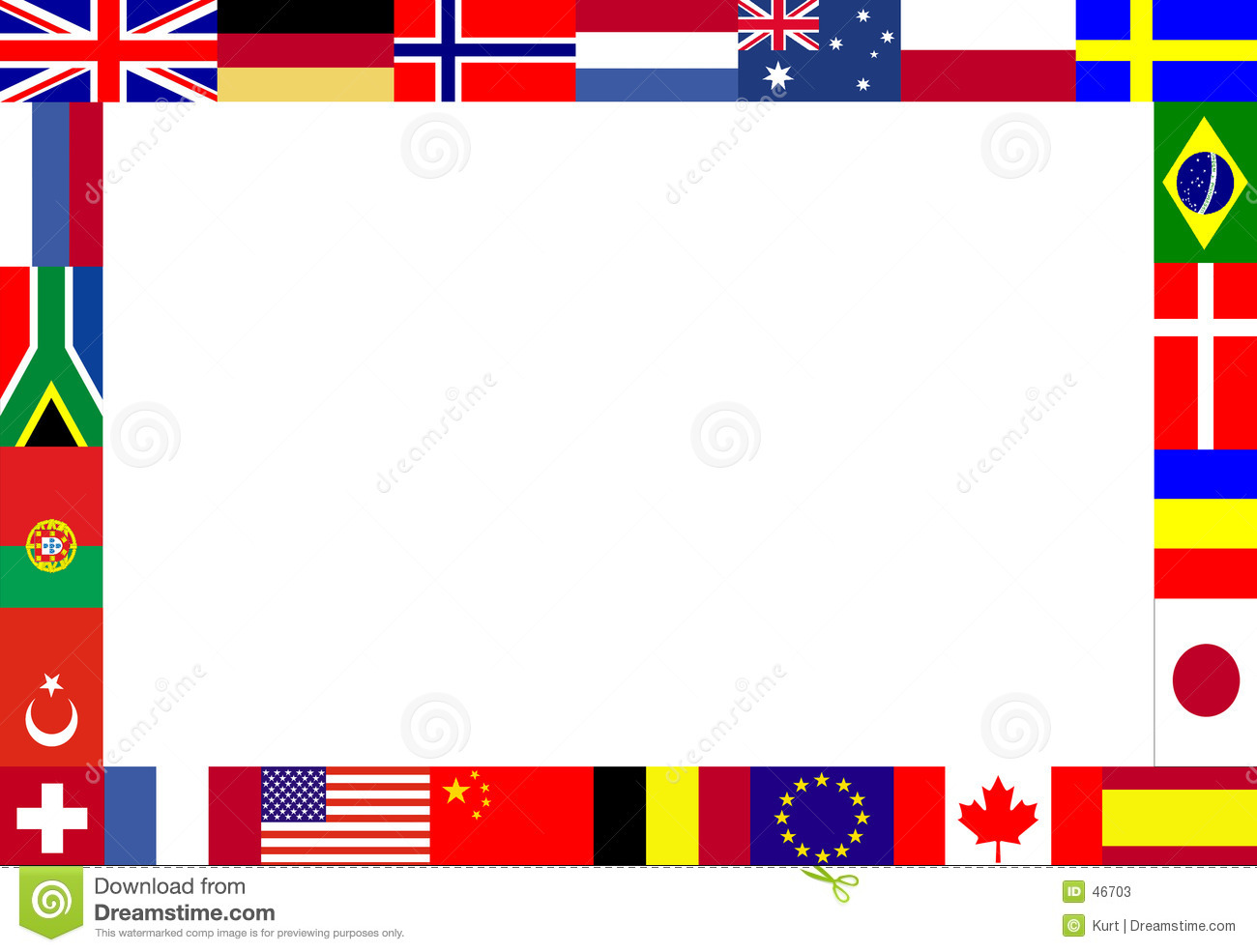 Multiple Flags Frame Stock Ph - Flag Border Clip Art