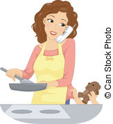 ... Multitasking Mom - Illustration of a Mother Handling.