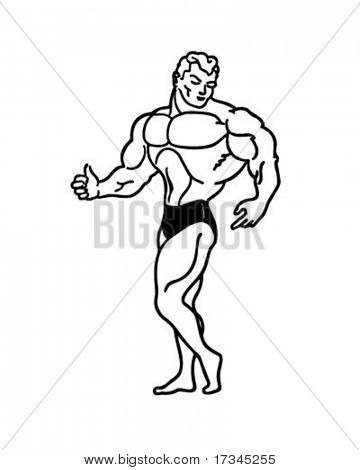 Muscle Man - Retro Clip Art - Muscle Man Clipart