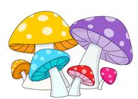 mushrooms yellow blue purple. - Mushroom Clipart