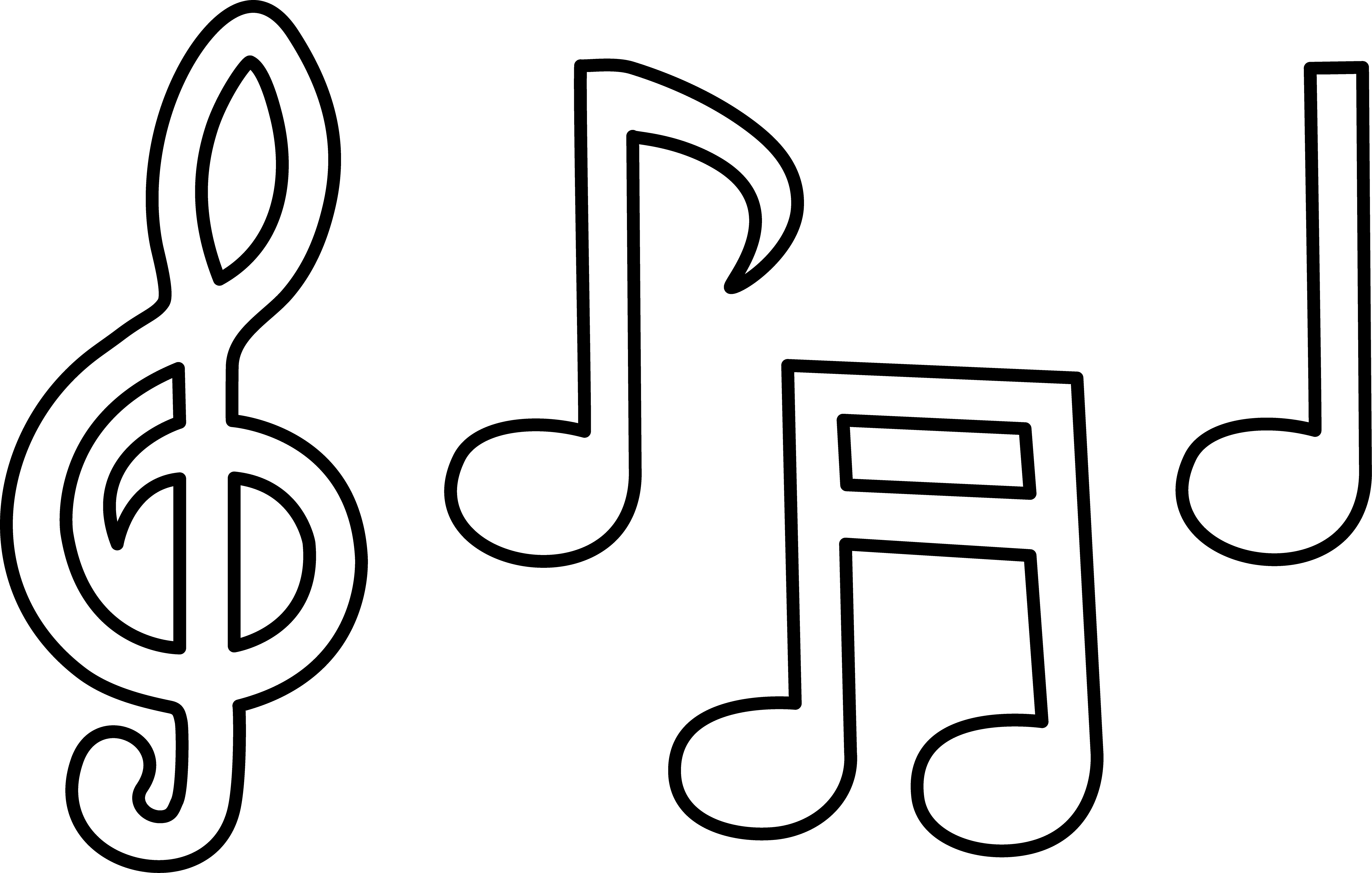 Music Notes clipart black and white #6