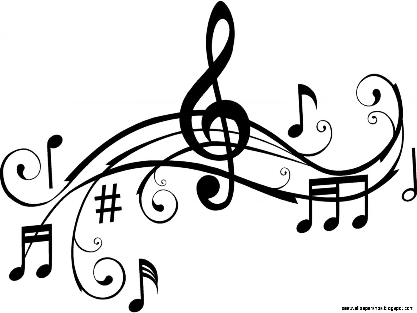 Music Notes Clipart Black And - Music Clipart Black And White