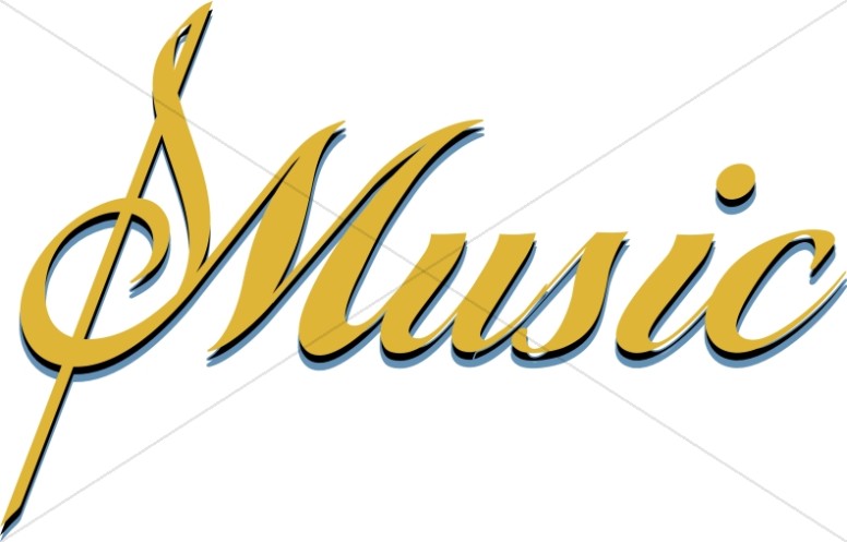 Gold Music Script - Music Clipart