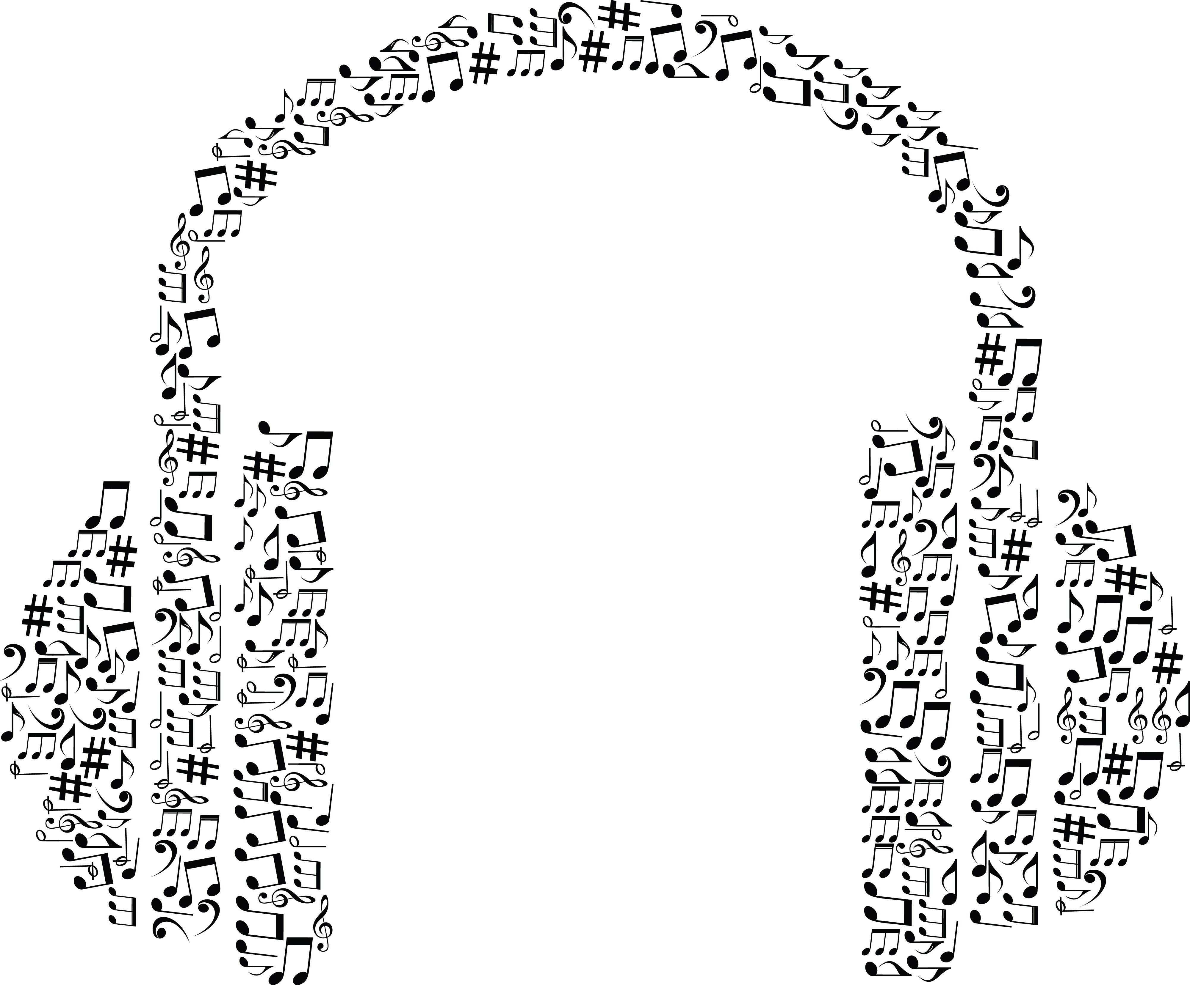 Headphones with letters of a pair made. Earbuds clipart music note hdclipartall.com 