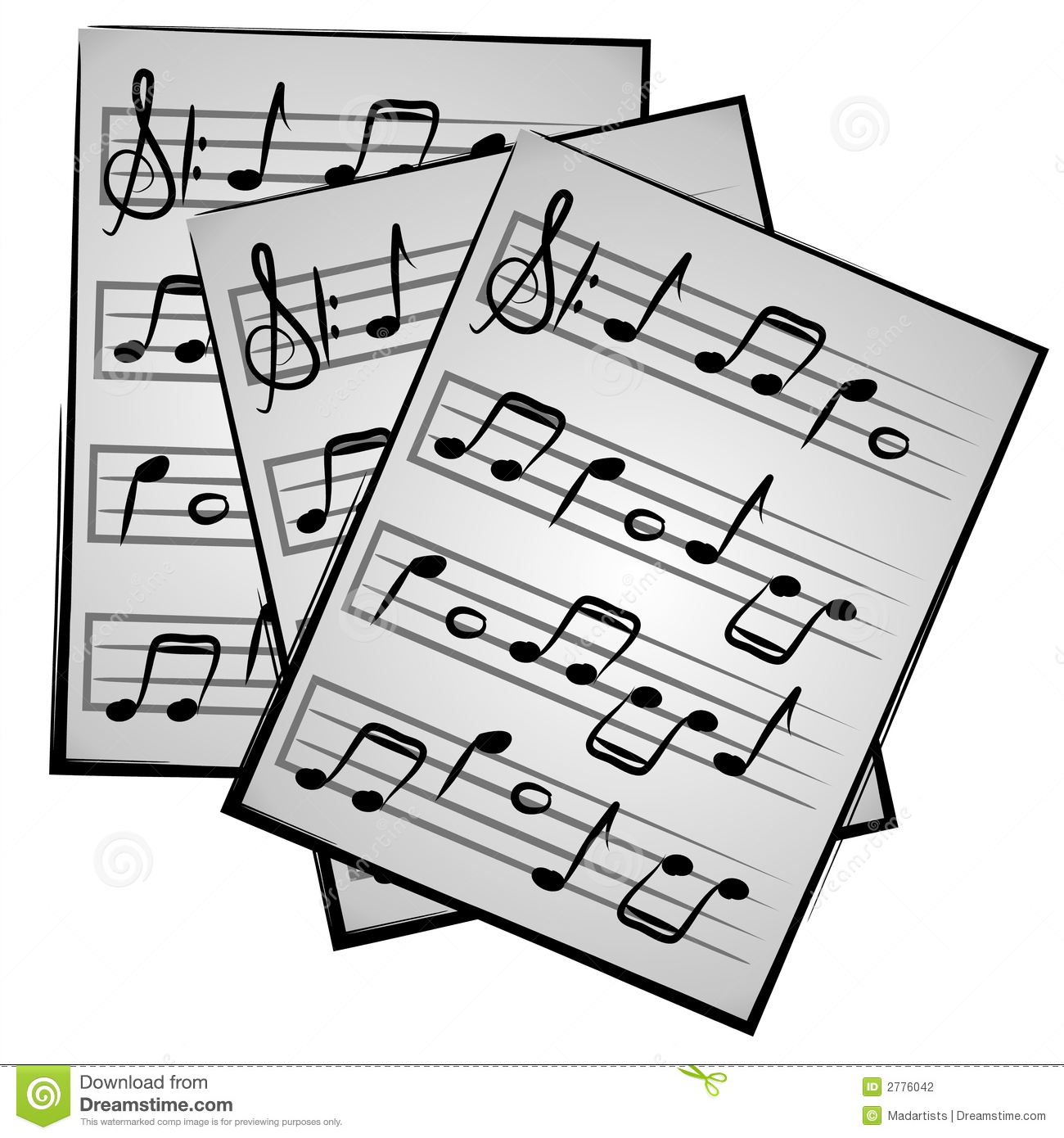Music Notes on Paper Clipart