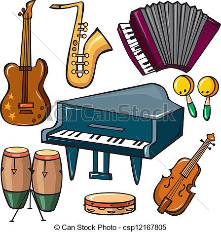 Musical instruments icons . - Instrument Clipart