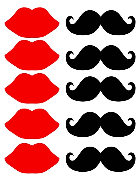 Mustache And Lips Printable C - Lips Images Clip Art