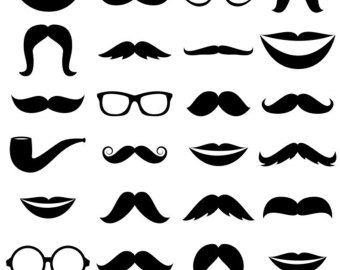 Mustache Clipart Clip Art, Glasses Clipart Clip Art, Lips Clipart Clip Art - Commercial and Personal Use