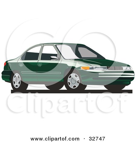 Clipart Illustration of a Green Mercury Mystique Car by David Rey