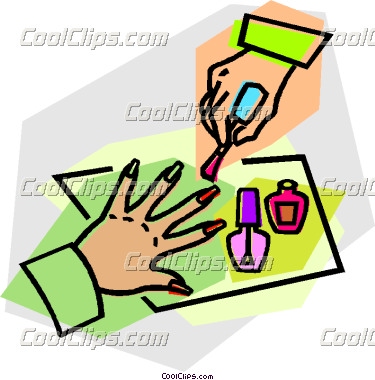 Young lady doing manicure in 