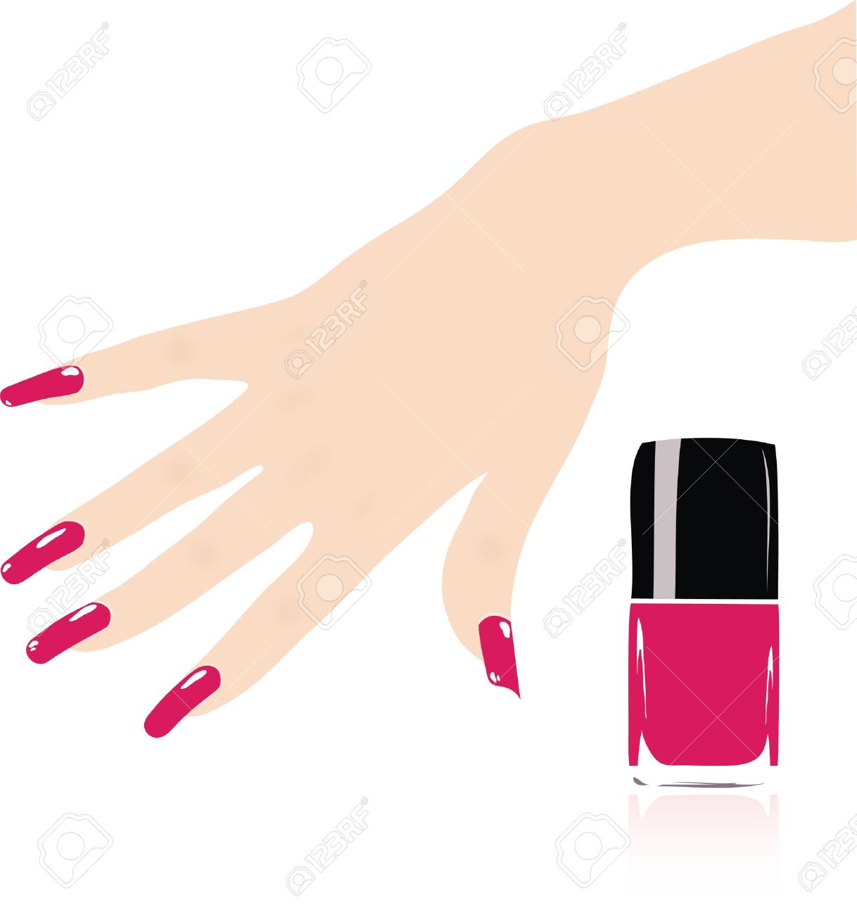 Young lady doing manicure in 