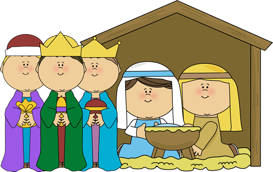 Nativity Animals Clip Art. Nativity Scene with Wise Men