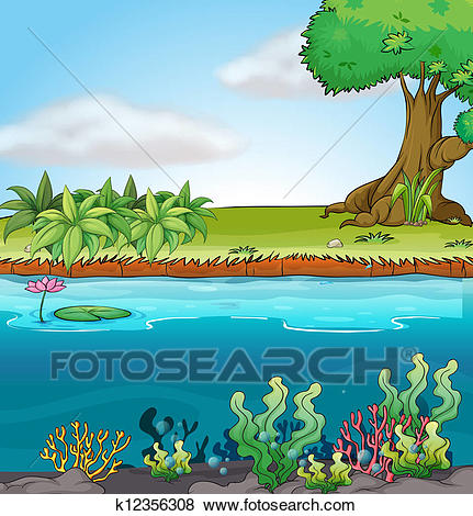 Clip Art - Land and aquatic environment. Fotosearch - Search Clipart,  Illustration Posters,