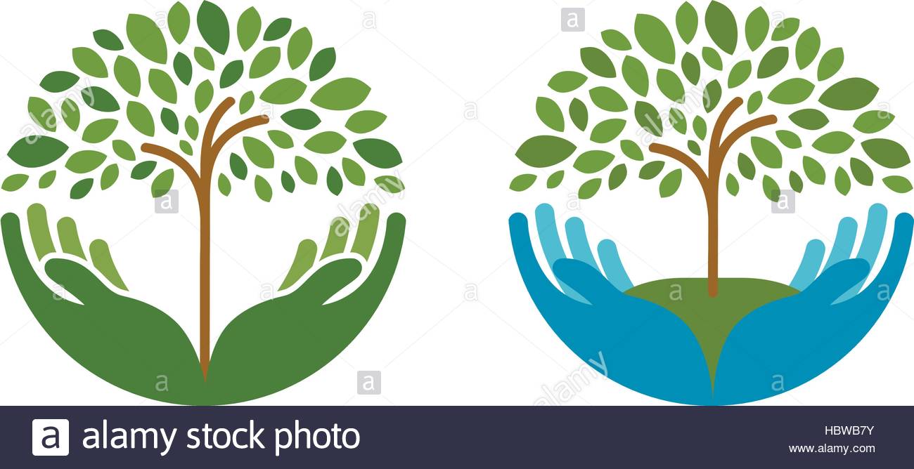 Ecology, natural environment vector logo. Tree, gardening or farming icons
