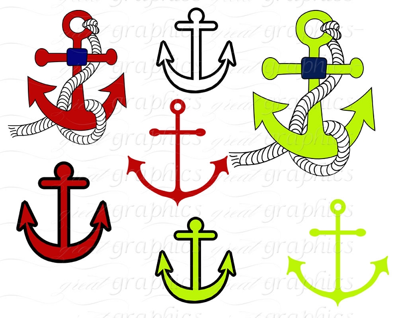 Nautical Clip Art, Digital Clip Art Anchor Nautical Flag Clipart