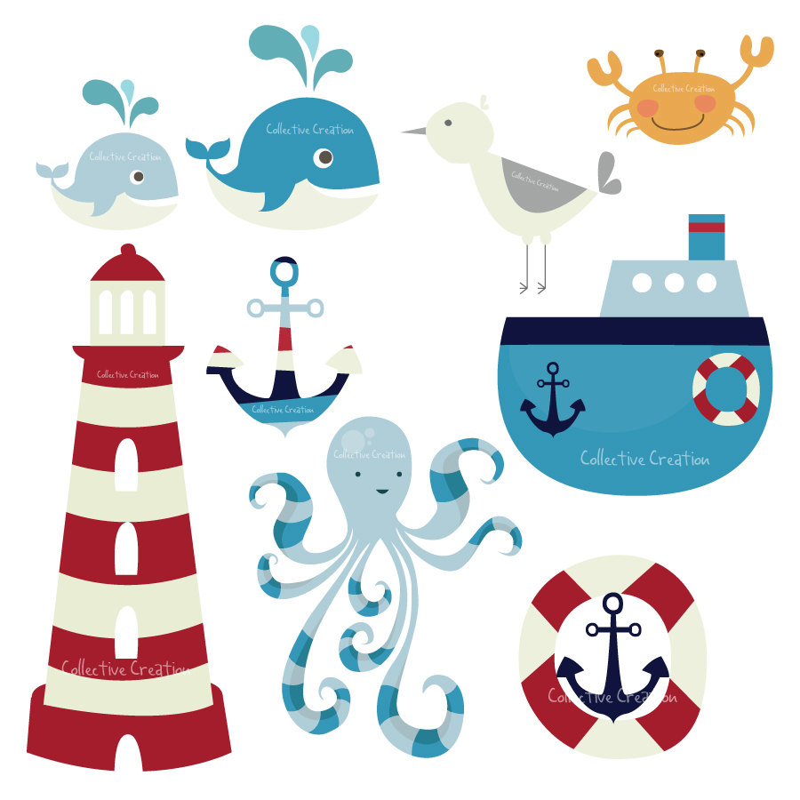 Nautical Themed Digital Clip Art Set By Collectivecreation