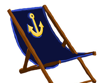 Navy Beach Chair with Anchor  - Beach Chair Clipart