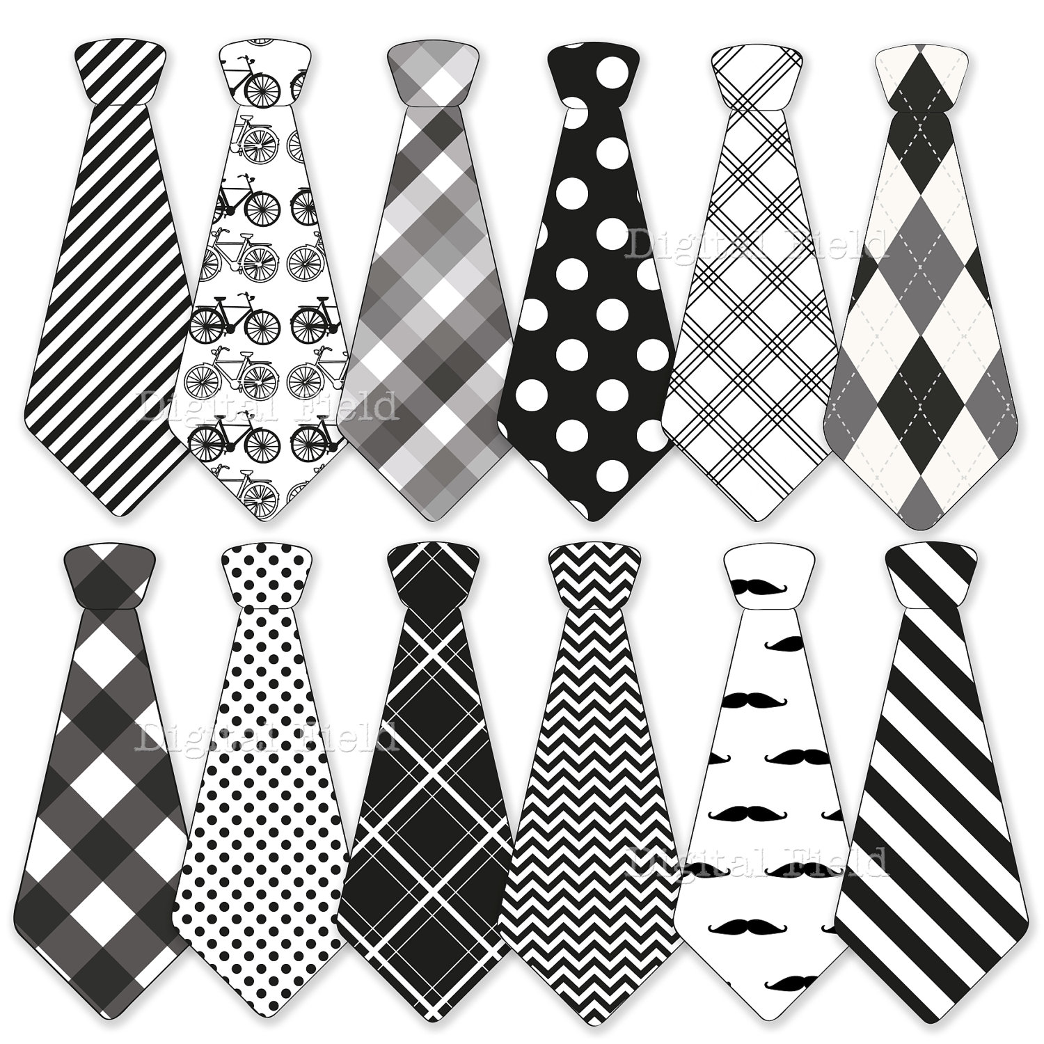 Necktie Clip Art Set Tie Clip Art Printable By Digitalfield