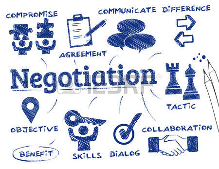 Negotiation. Chart with keywords and icons Illustration