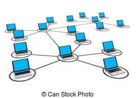 . ClipartLook.com Abstract computer network with laptops. Computer generated.