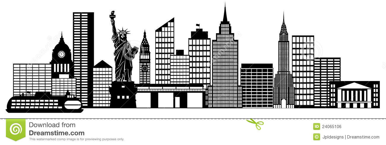 New York City Skyline Panorama Clip Art