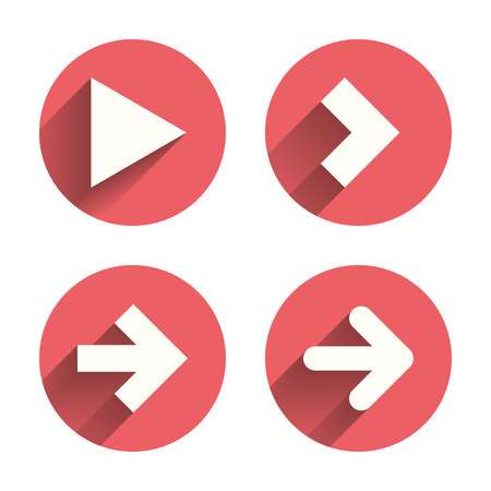 Next navigation arrowhead signs. Direction symbols. Pink circles flat  buttons with