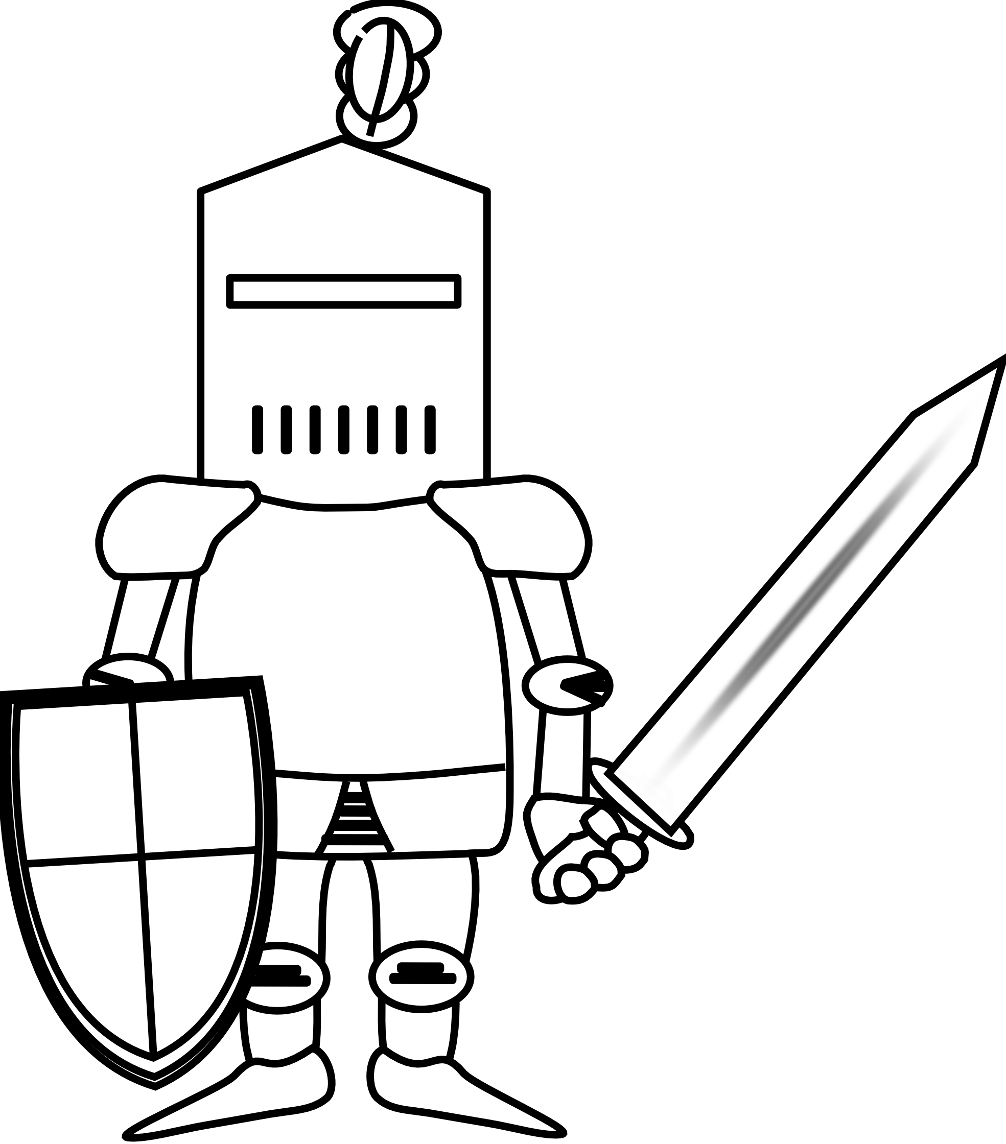 knight clipart black and whit