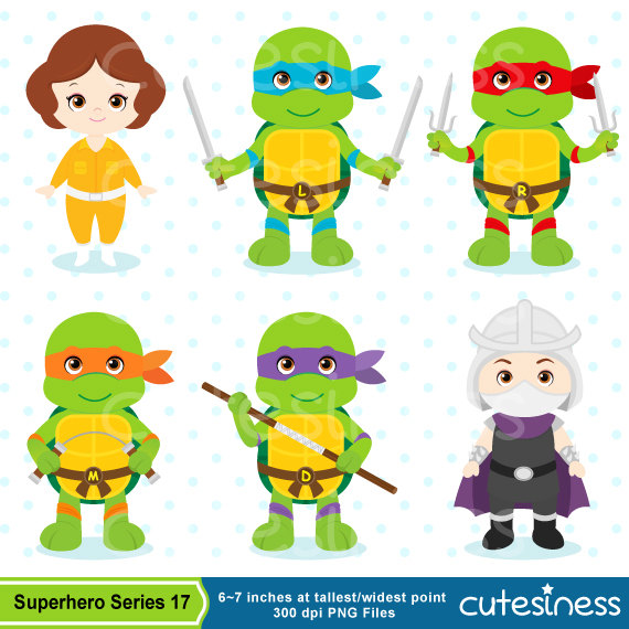 Ninja Turtle Clipart, Ninja Turtle Clip Art, TMNT Clipart, Baby Turtle Ninja Clipart / INSTANT DOWNLOAD