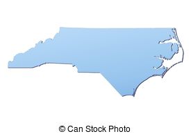 North Carolina(USA) map filled with light blue gradient.
