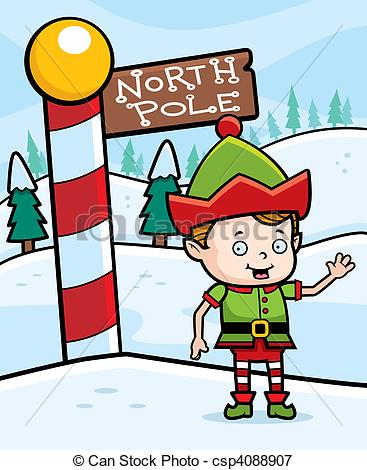 ... North Pole Elf - A happy cartoon Christmas elf in the North.