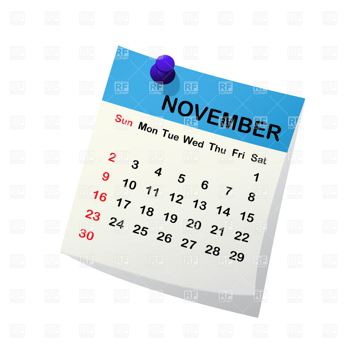 November 2014 Month Calendar  - November Calendar Clipart