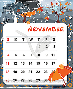 November 2014 Month Calendar 
