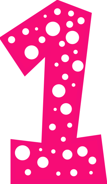 Number 1 Pink And White Polka - Number 1 Clip Art
