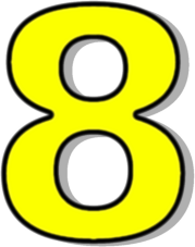 Number 8 Yellow Signs Symbol Alphabets Numbers Outlined Numbers