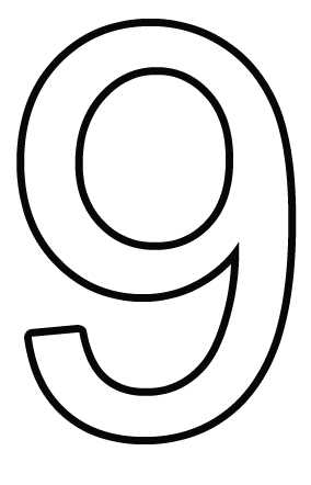 Yellow Rounded Number 9 Clipa