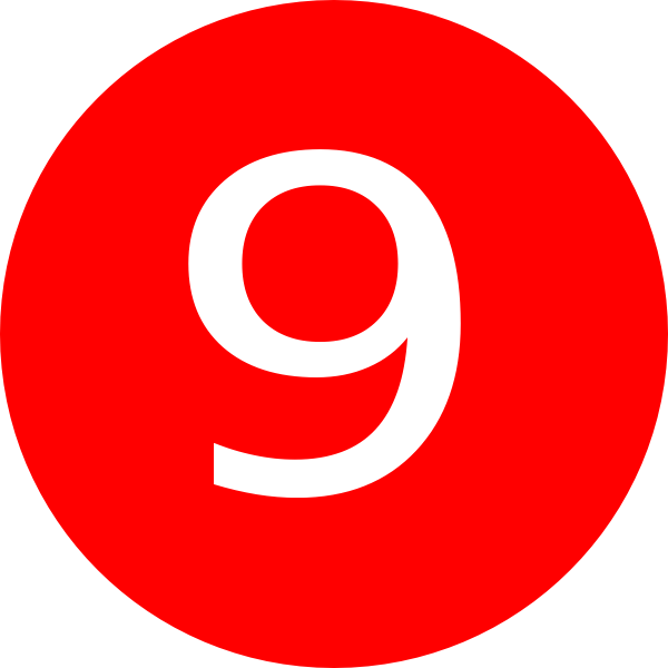 Number 9 Red Background Clipart