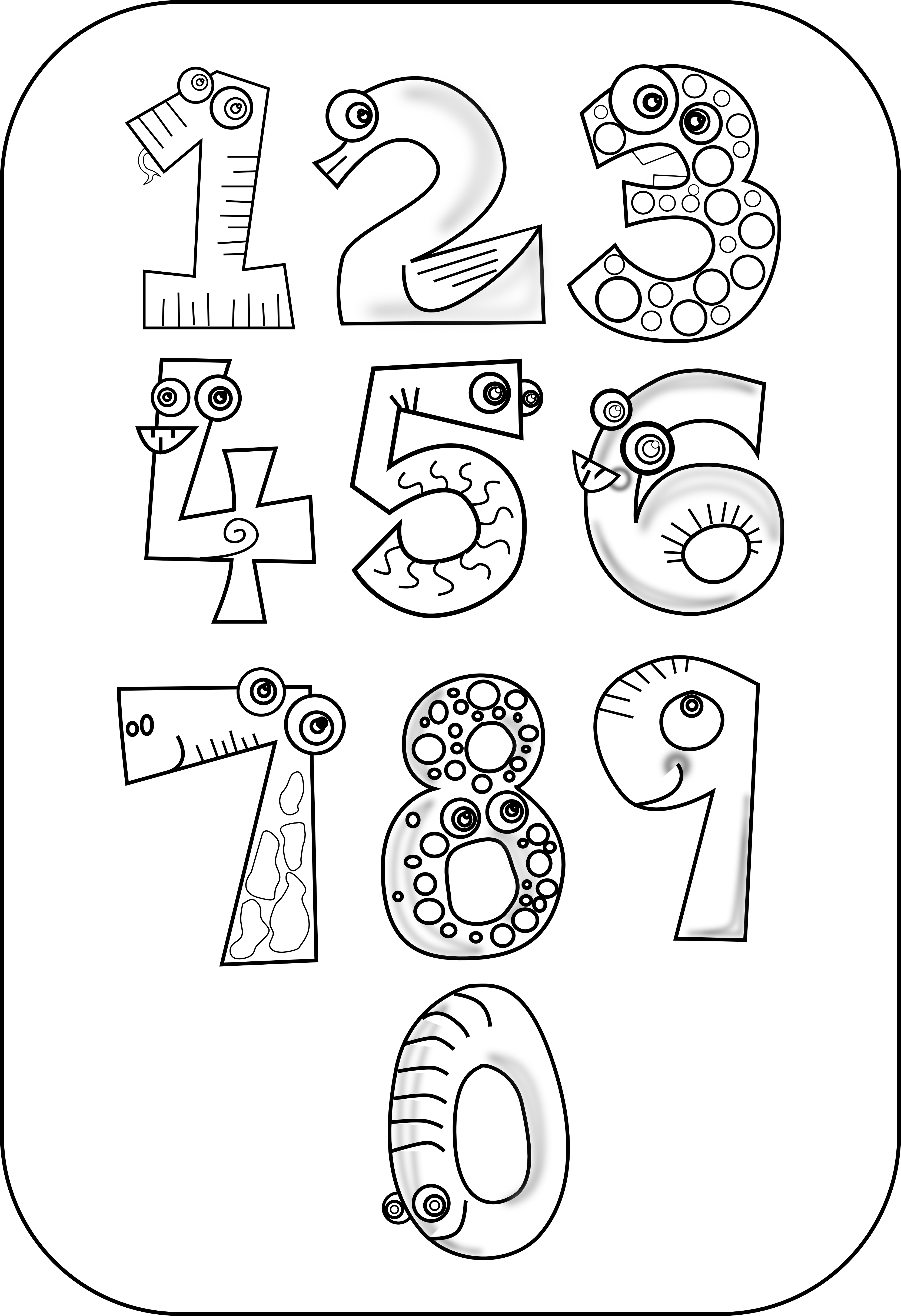 number clipart black and white