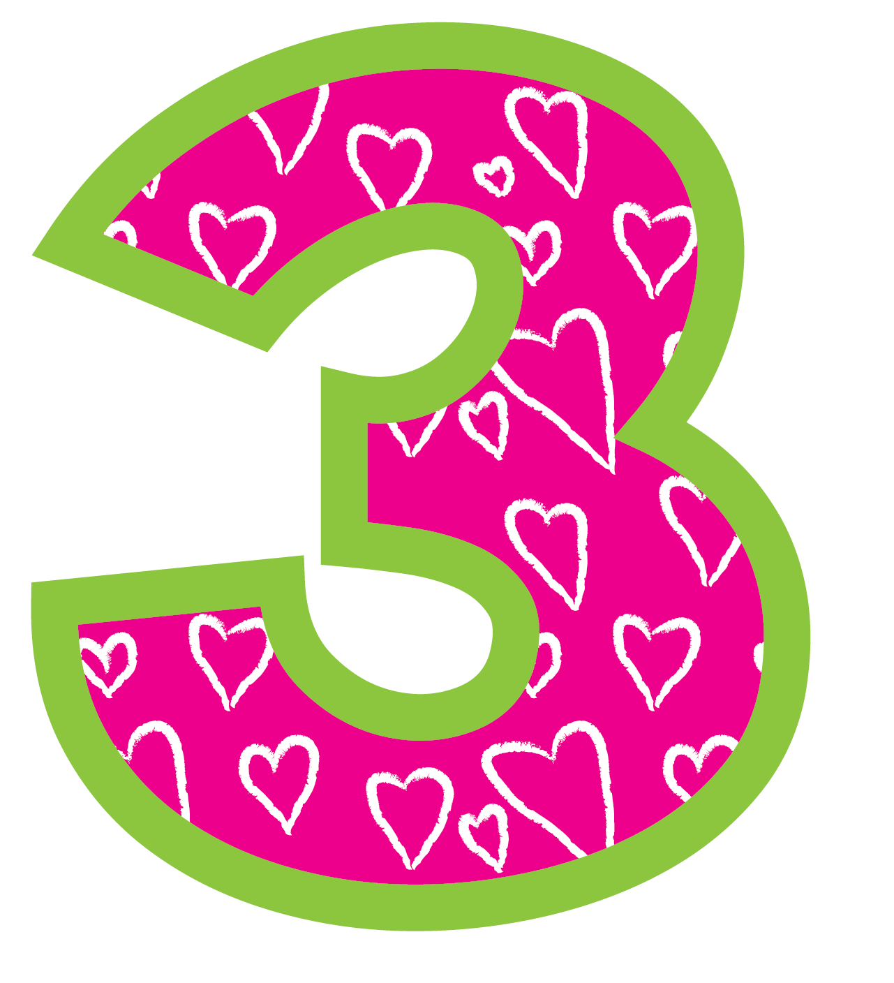 Number Three Clipart. Pink