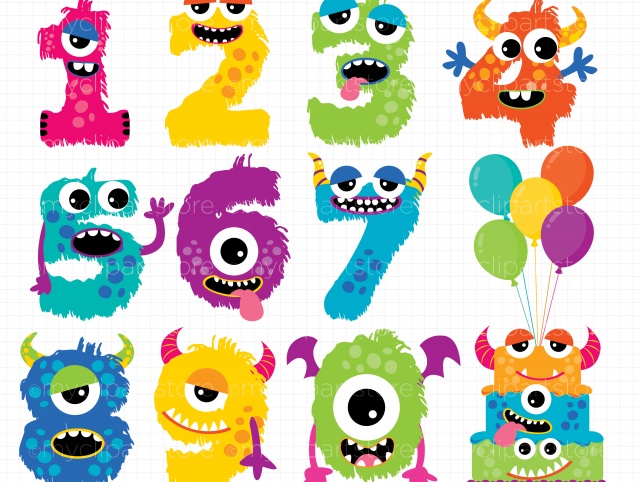 Clipart - Monster Numbers
