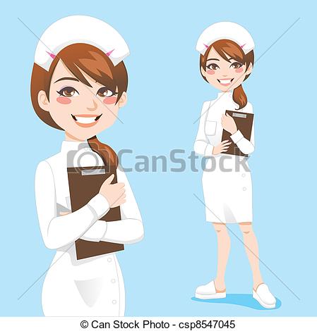 Cute nurse pointing up - csp1