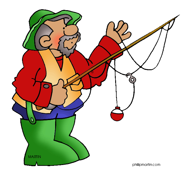 Old Fisherman In Boat Clipart