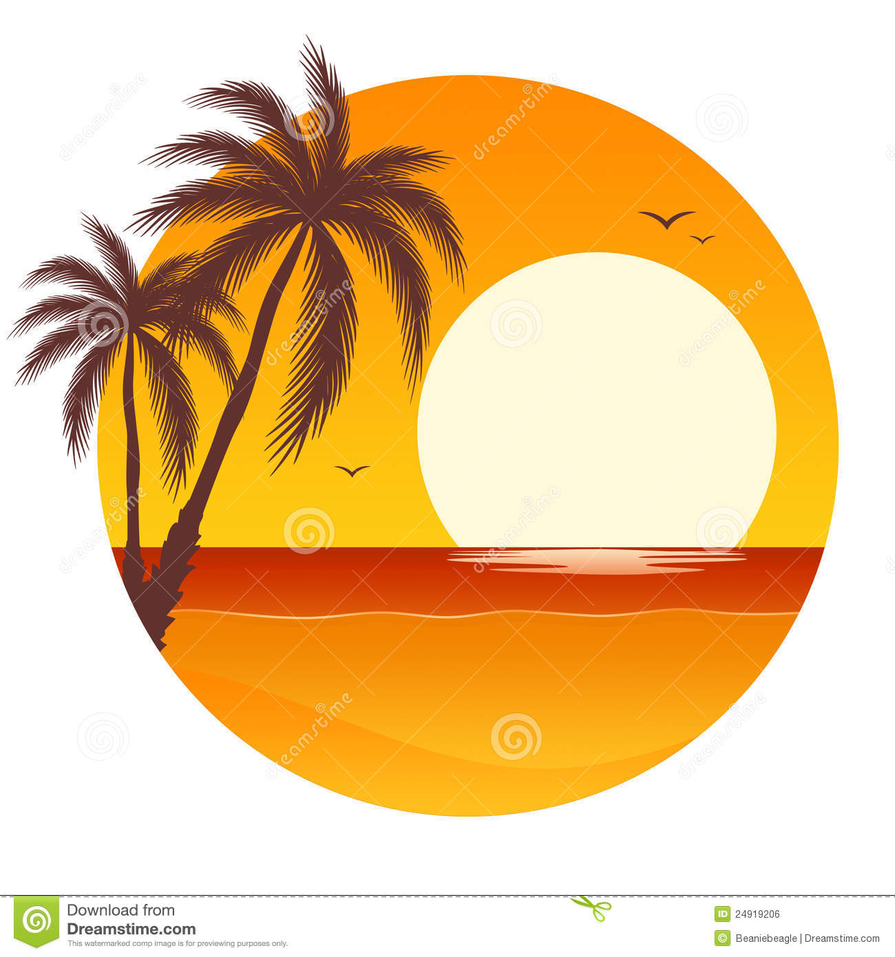 Ocean Sunset Clipart Palm Tre - Sunset Clip Art
