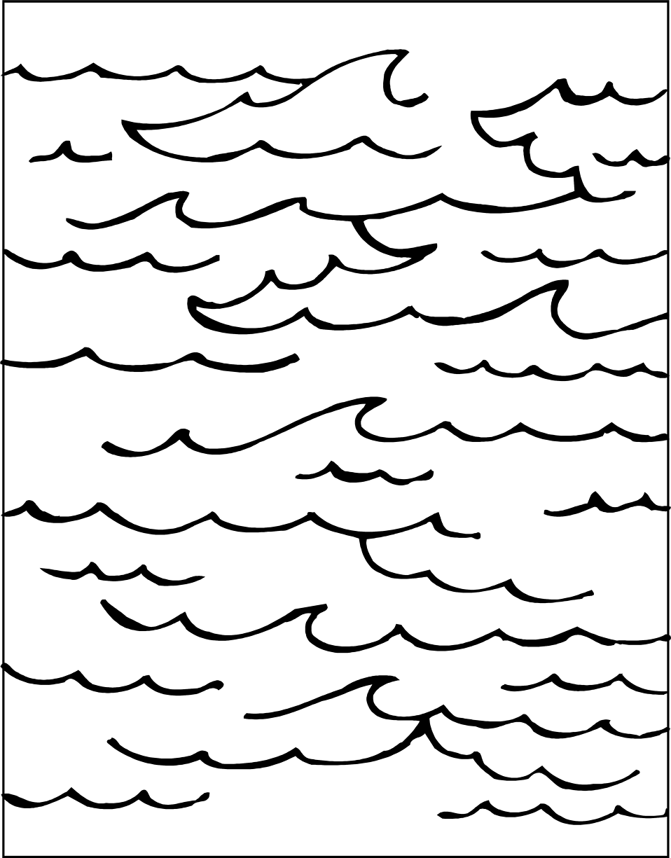 Ocean water clipart black and .